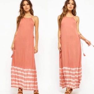 Rust tie dye lace up maxi
